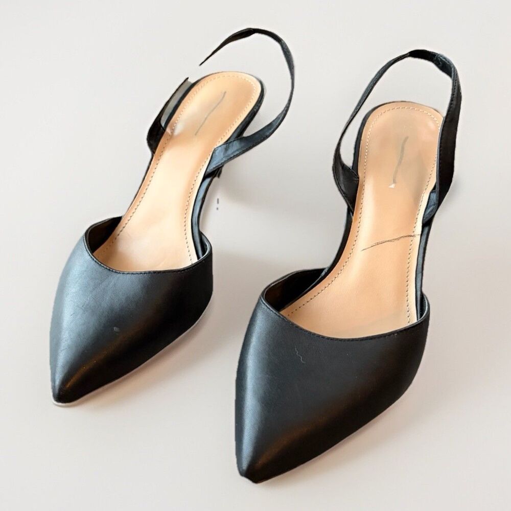 Saks Fifth Avenue Danica Black Slingback Heels Size 9 Leather